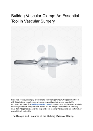 Bulldog Vascular Clamp_ An Essential Tool in Vascular Surgery