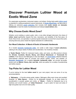 Discover Premium Luthier Wood at Exotic Wood Zone