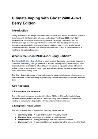 Ultimate Vaping with Ghost 2400 4-in-1 Berry Edition