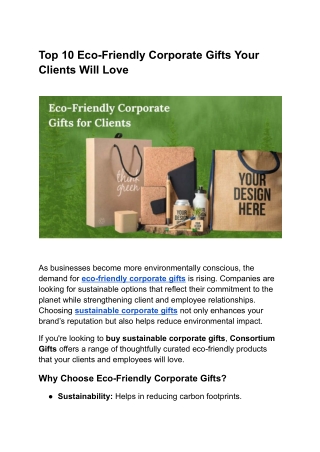 Top 10 Eco-Friendly Corporate Gifts Your Clients Will Love