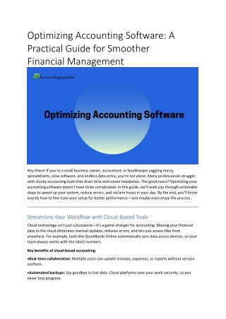 Optimizing Accounting Software: A Practical Guide for Smoother Financial Managem
