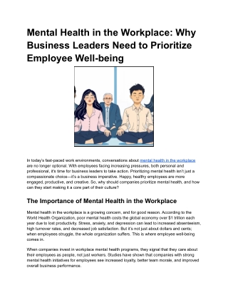 Mental Health in the Workplace_ Why Business Leaders Need to Prioritize Employee Well-being