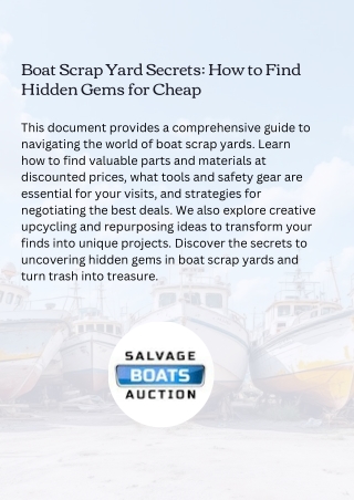 Boat Scrap Yard Secrets How to Find Hidden Gems for Cheap