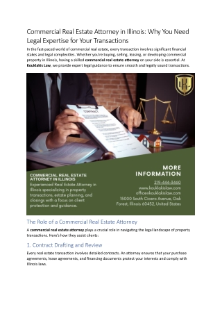 Commercial Real Estate Attorney in Illinois: Why You Need Legal Expertise for Yo