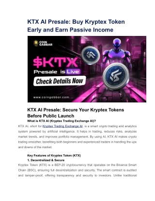 KTX AI Presale_ Buy Kryptex Token Early and Earn Passive Income