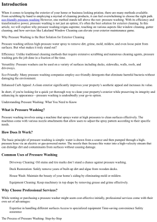 Why Pressure Washing is the Best Solution for Exterior Cleaning