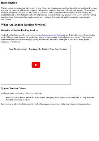 The Ultimate FAQ Guide to Avalon's Roofing Services
