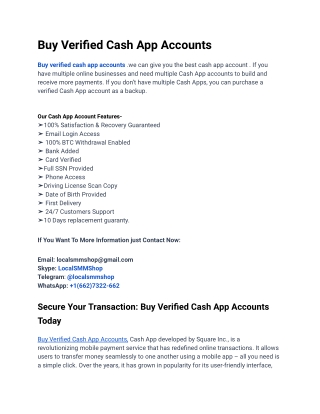 Top Trustable Sites to Buy Verified Cash App Account