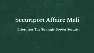 Securiport Affaire Mali - Prioritizes The Strategic Border Security