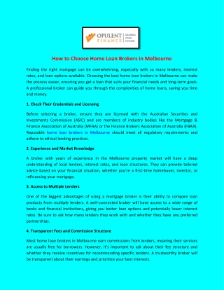 How to Choose Home Loan Brokers in Melbourne