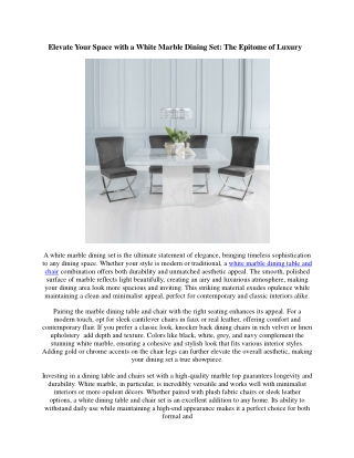 White Marble Dining Sets: The Perfect Blend of Style and Durability