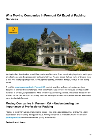 Why Moving Companies in Fremont CA Excel at Packing Services