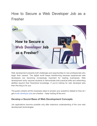 How to Secure a Web Developer Job as a Fresher