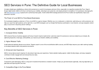 SEO Services in Pune: The Definitive Guide for Local Businesses