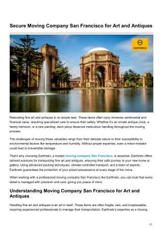 Secure Moving Company San Francisco for Art and Antiques