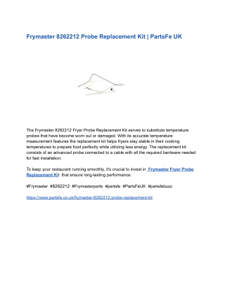 Frymaster 8262212 Probe Replacement Kit _ PartsFe UK