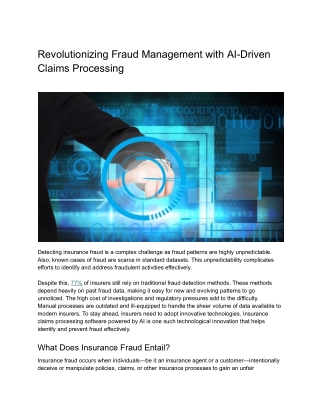 Revolutionizing Fraud Management with AI-Driven Claims Processing
