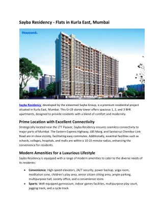 Sayba Residency - Flats in Kurla East, Mumbai