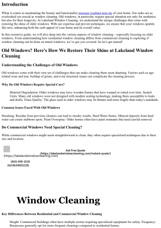 Old Windows? Here's How We Restore Their Shine at Lakeland Window Cleaning