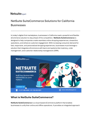 NetSuite SuiteCommerce Solutions for California Businesses