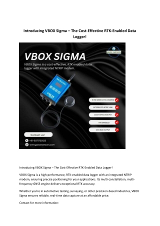 Introducing VBOX Sigma – The Cost-Effective RTK-Enabled Data Logger