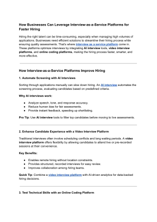 How Businesses Can Leverage Interview-as-a-Service Platforms for Faster Hiring