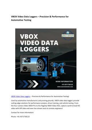 VBOX Video Data Loggers – Precision & Performance for Automotive Testing