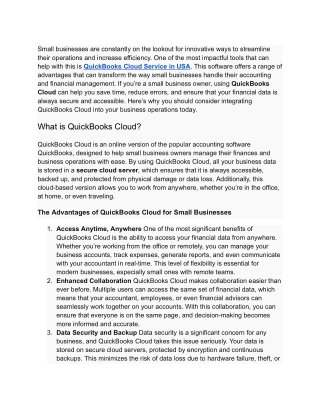 Why You Should Consider QuickBooks Cloud for Your Small Business