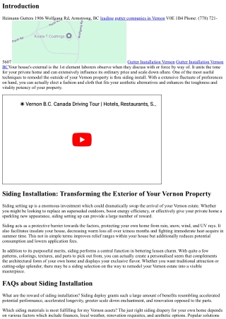 Siding Installation: Transforming the Exterior of Your Vernon Property