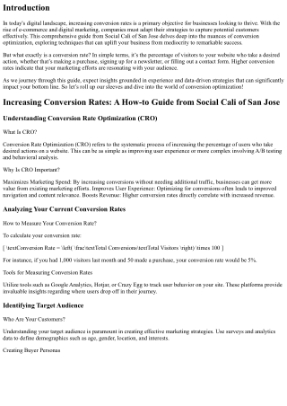 Increasing Conversion Rates: A How-to Guide from Social Cali of San Jose