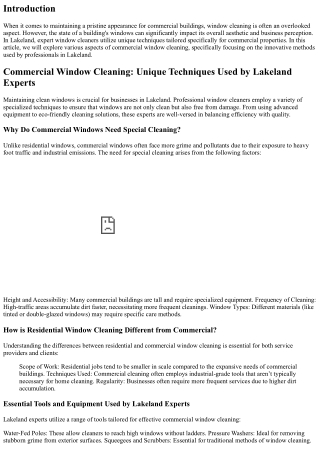 Commercial Window Cleaning: Unique Techniques Used by Lakeland Experts
