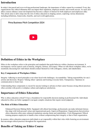 How Ethics Courses Enhance Career Development
