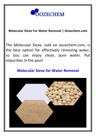 Molecular Sieve For Water Removal  Oozechem.com