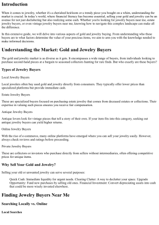 Understanding the Market: Gold and Jewelry Buyers Explained
