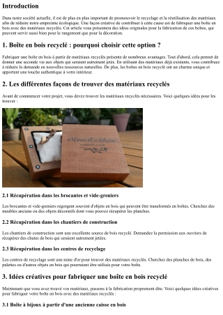 Des idées pour fabriquer une boîte en bois avec des matériaux recyclés