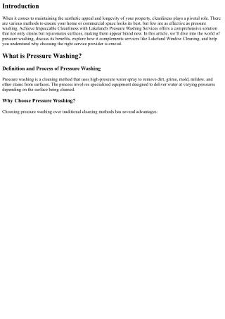 Achieve Impeccable Cleanliness with Lakeland's Pressure Washing Services