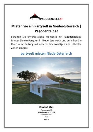 Mieten Sie ein Partyzelt in Niederösterreich | Pagodenzelt.at