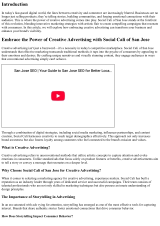 Embrace the Power of Creative Advertising with Social Cali of San Jose.