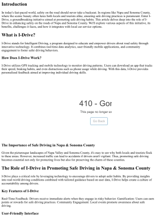 The Role of I-Drive in Promoting Safe Driving in Napa & Sonoma County