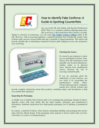 How to Identify Fake Cenforce A Guide to Spotting Counterfeits