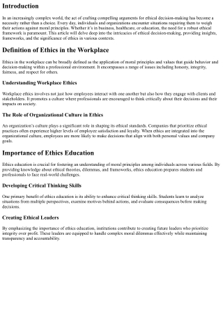 Crafting Compelling Arguments for Ethical Decision-Making