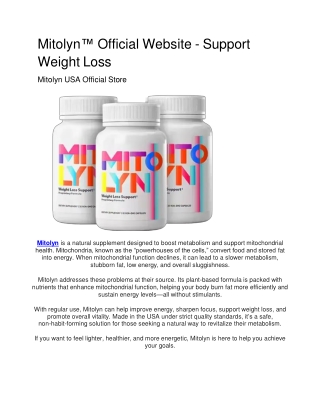 Mitolyn™ Official Website - Support Weight Los