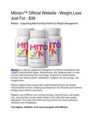 Mitolyn™ Official Website - Weight Loss Just For : $39