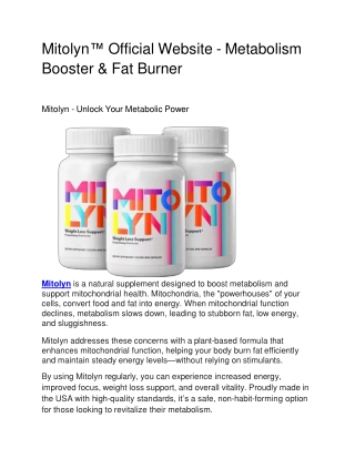 Mitolyn™ Official Website - Metabolism Booster & Fat Burner