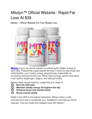 Mitolyn™ Official Website - Rapid Fat Loss At $39