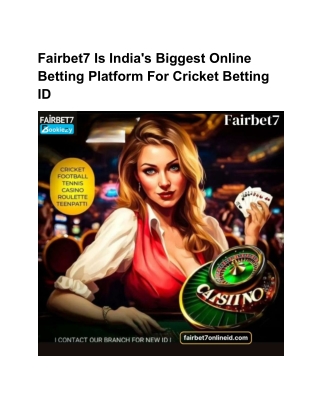 Fairbet7 Is India's Biggest Online Betting Platform For Cricket Betting ID