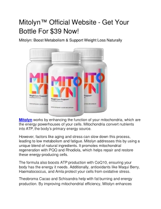 Mitolyn™ Official Website - Get Your Bottle For $39 Now!