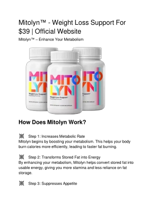 Mitolyn™ - Weight Loss Support For $39 | Official Website