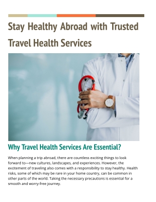 Stay Healthy Abroad with Trusted Travel Health Services