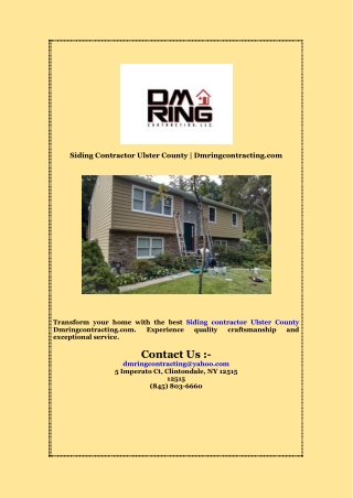 Siding Contractor Ulster County  Dmringcontracting com